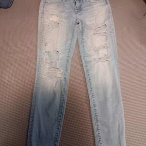 American Eagle Outfitters Light Blue Distressed Jeggings